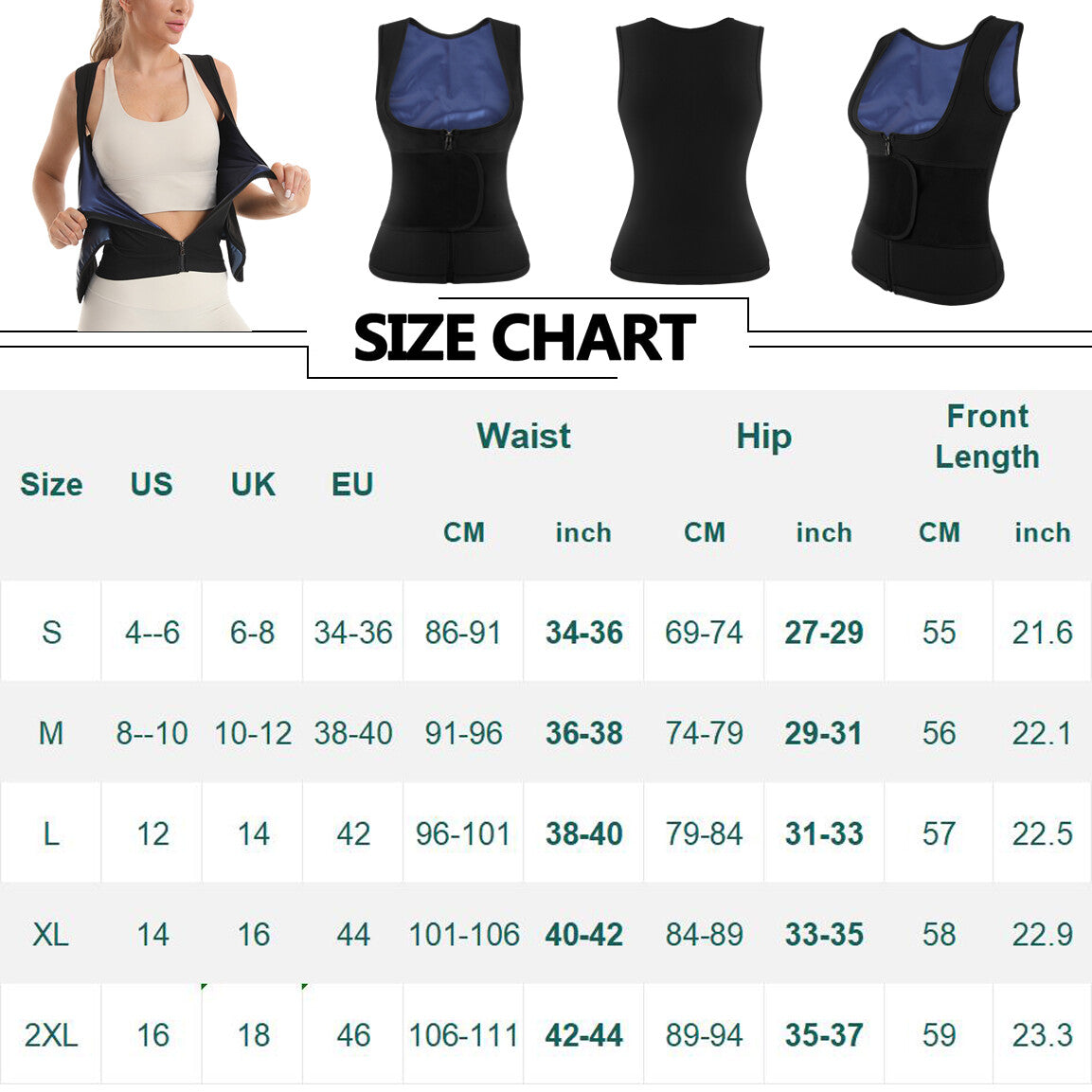 Women Sauna Suit Sweat Vest Waist Trainer Fat Burn Full Body Shaper Workout Tops