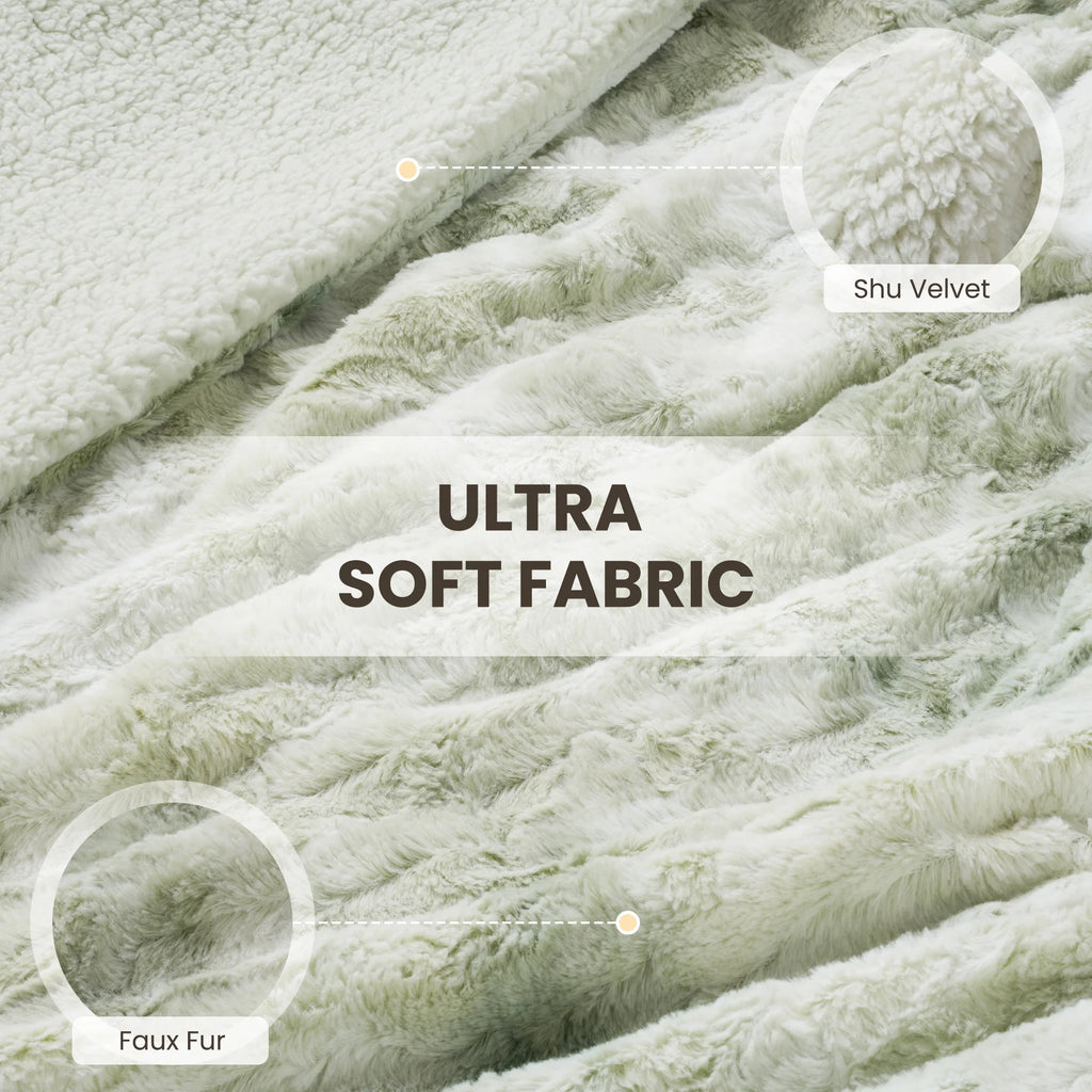 Heated Blanket 72"X84" Faux Fur & Sherpa Electric Blanket with 6 Heat Levels, 10H Timer, LED Display, Machine Washable, Tie-Dye Green