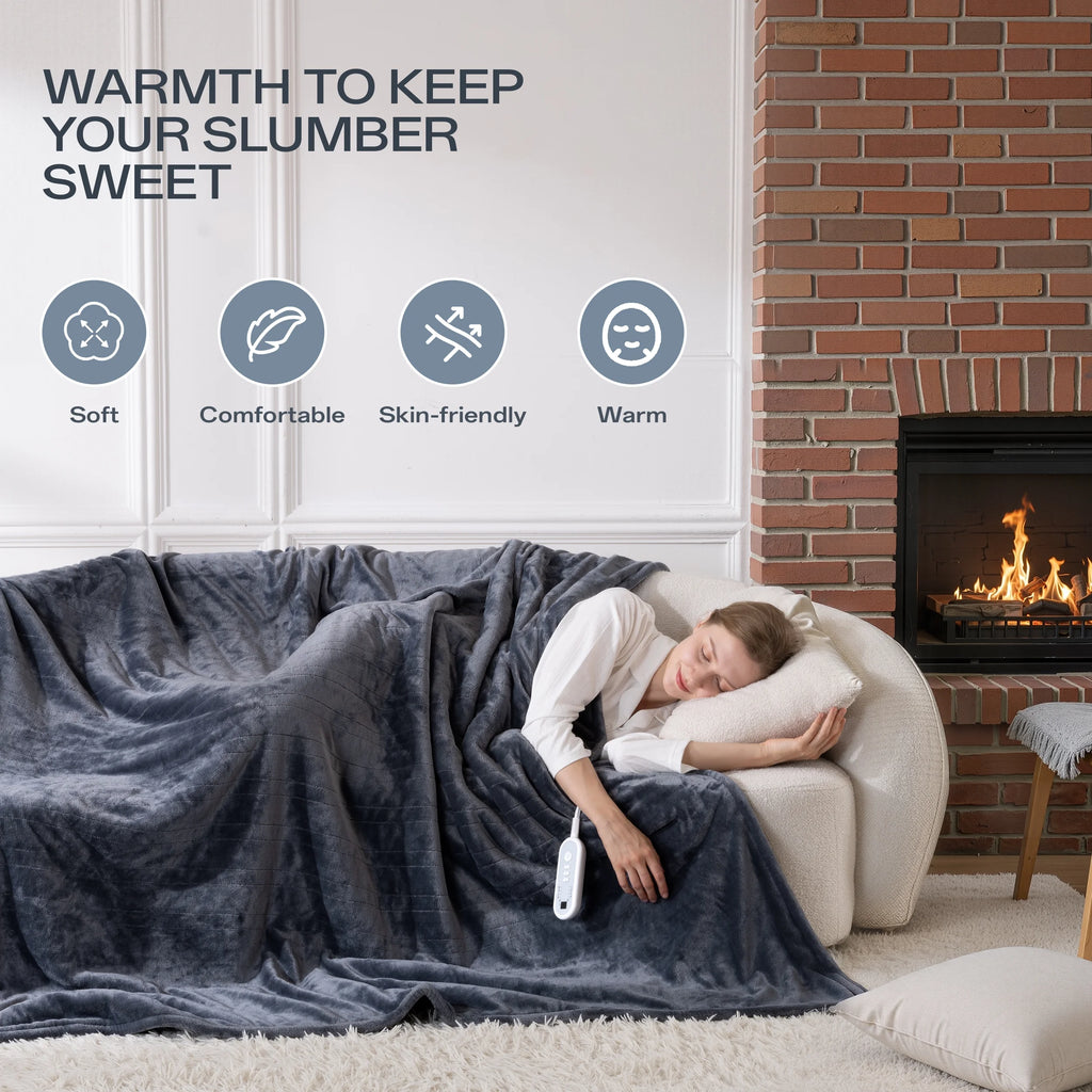 50" X 60" Electric Heated Throw Blanket with 8 Heating Levels & 1- 8H Auto-Off, Gray