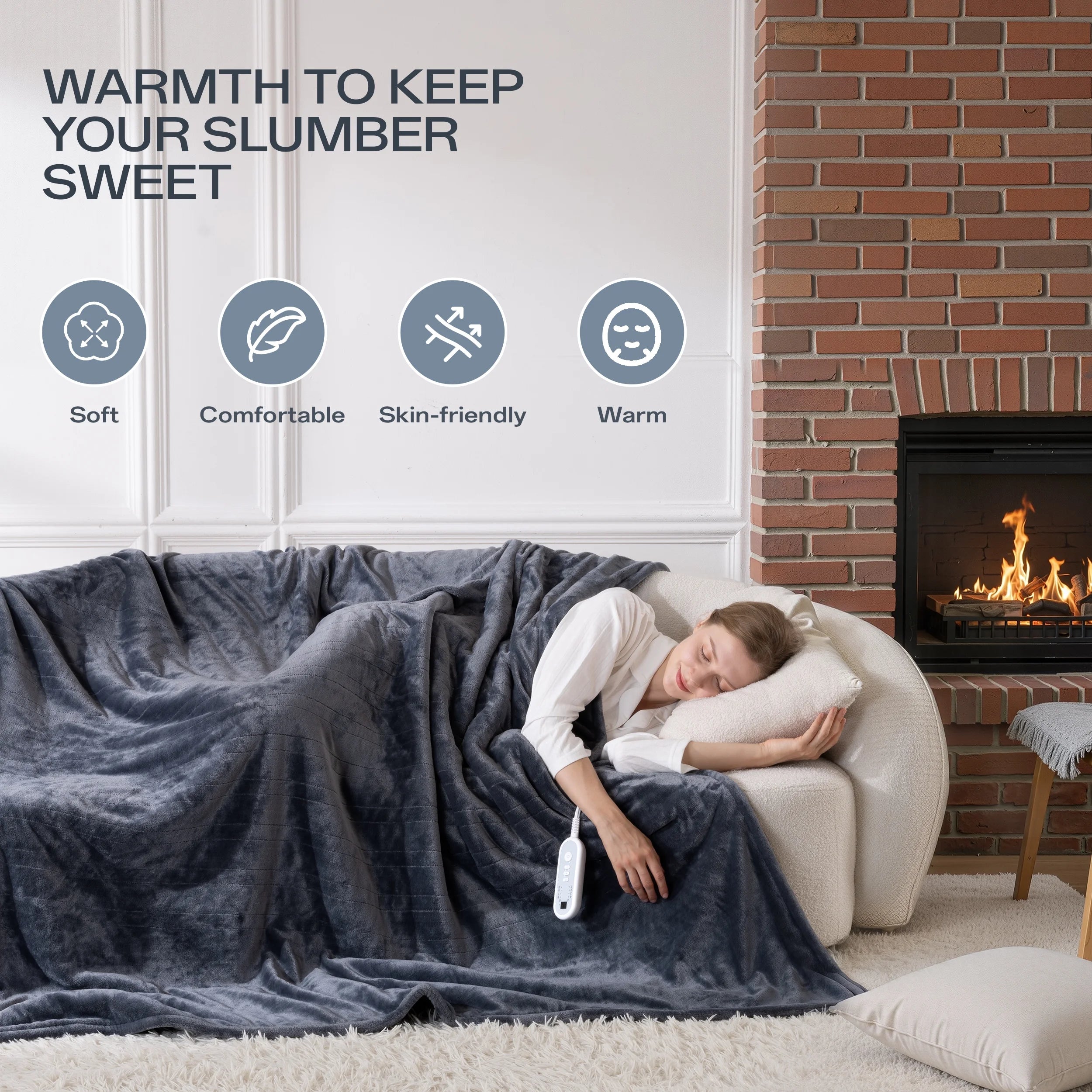 50" X 60" Electric Heated Throw Blanket with 8 Heating Levels & 1- 8H Auto-Off, Gray