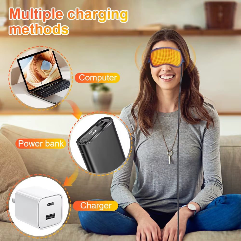 Hot Compress Sleeping Mask USB Heated Eye Mask Blindfold Sleep Eye Cover Eyes Patch Shade Night Travel Nap Heating Eyeshade