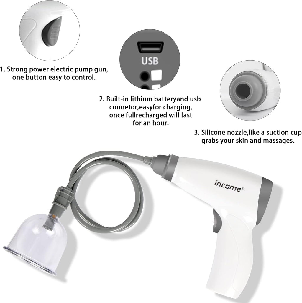 Electric Cupping Therapy Set, Portable Chinese Cupping Therapy Machine with Pump, Electric Body Massage Scraping Care Device Kit with 4 Vacuum Suction Cups for Homeuse