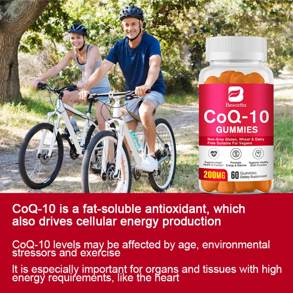 Coq10 Gummies Supplement 200Mg, Support Promotes Cardiovascular Heart Health Vegan, 60Count