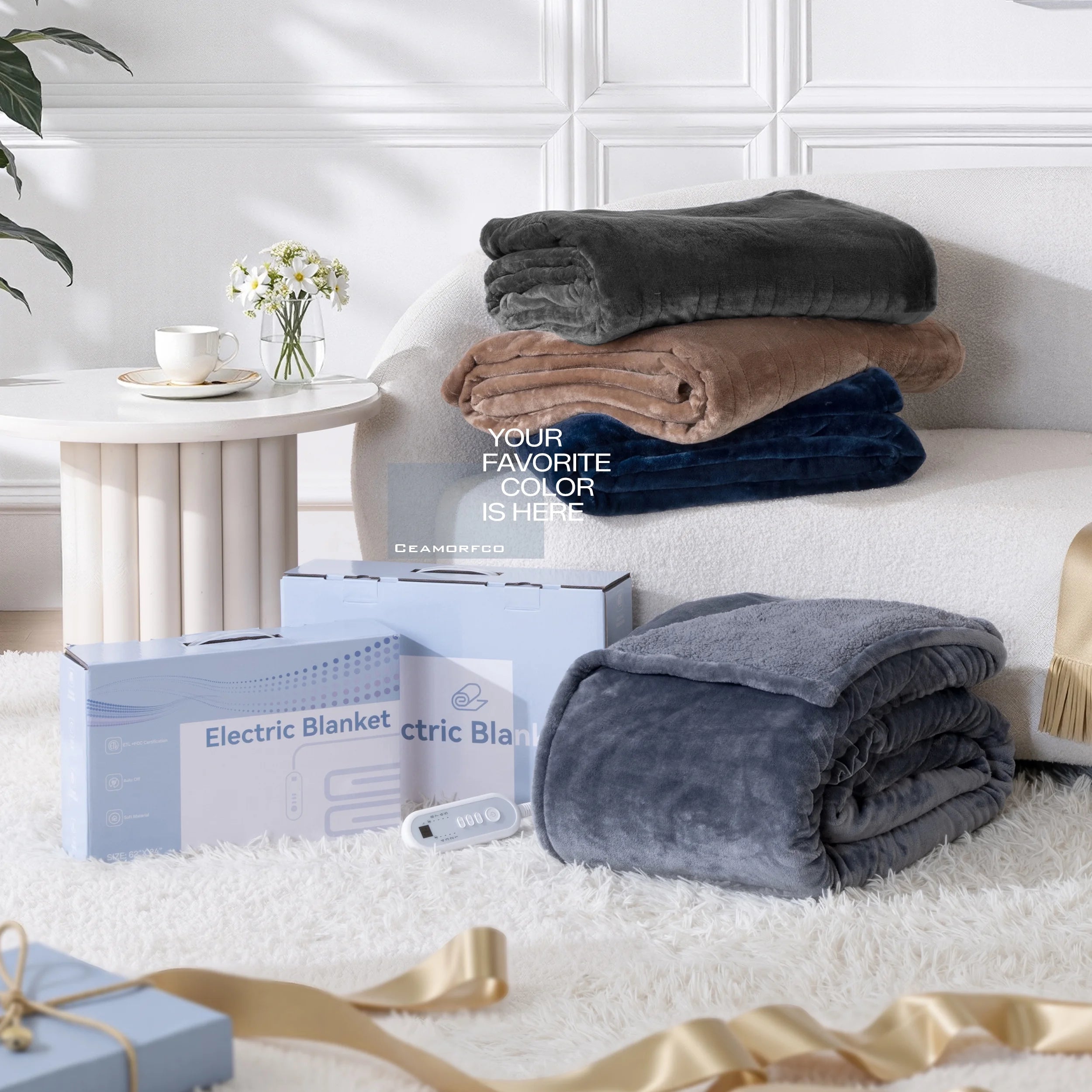 50" X 60" Electric Heated Throw Blanket with 8 Heating Levels & 1- 8H Auto-Off, Gray