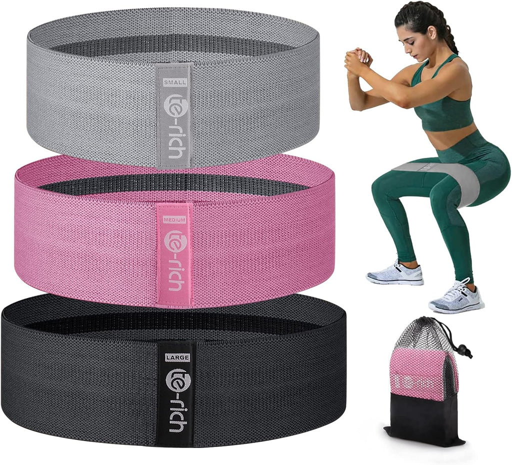 Fabric Resistance Loop Exercise Bands, Cloth Booty Training Bands, Non-Slip/Thick Wide Fitness Elastic Circle Band for Legs and Butt/Squat/Glute/Hip/Thigh, Gym Workout Band for Women/Men