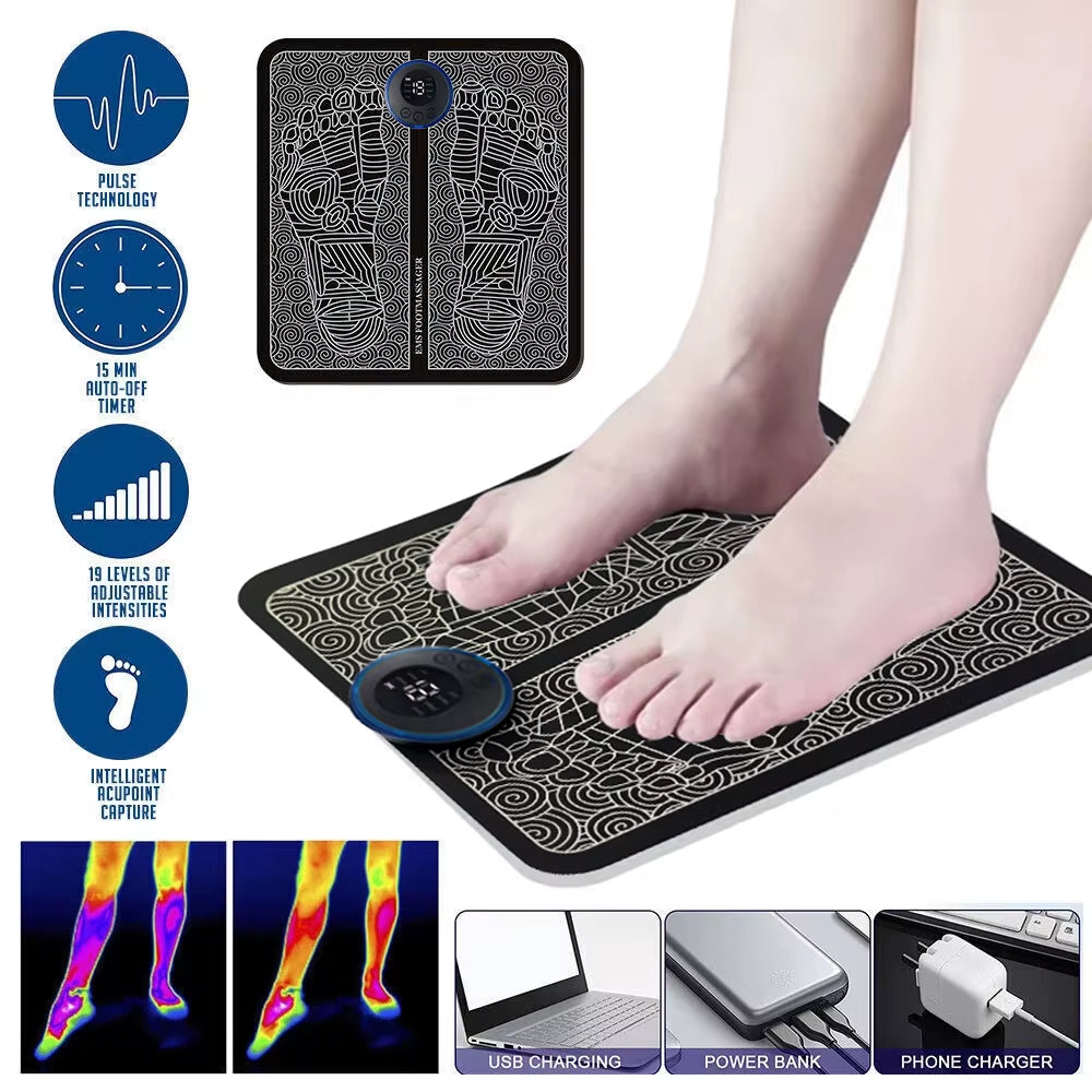 Electric Foot Massager Pad Neck Massage Set Portable Home Fatigue Relief Muscle Vibration Massage Pad Back Neck Massager