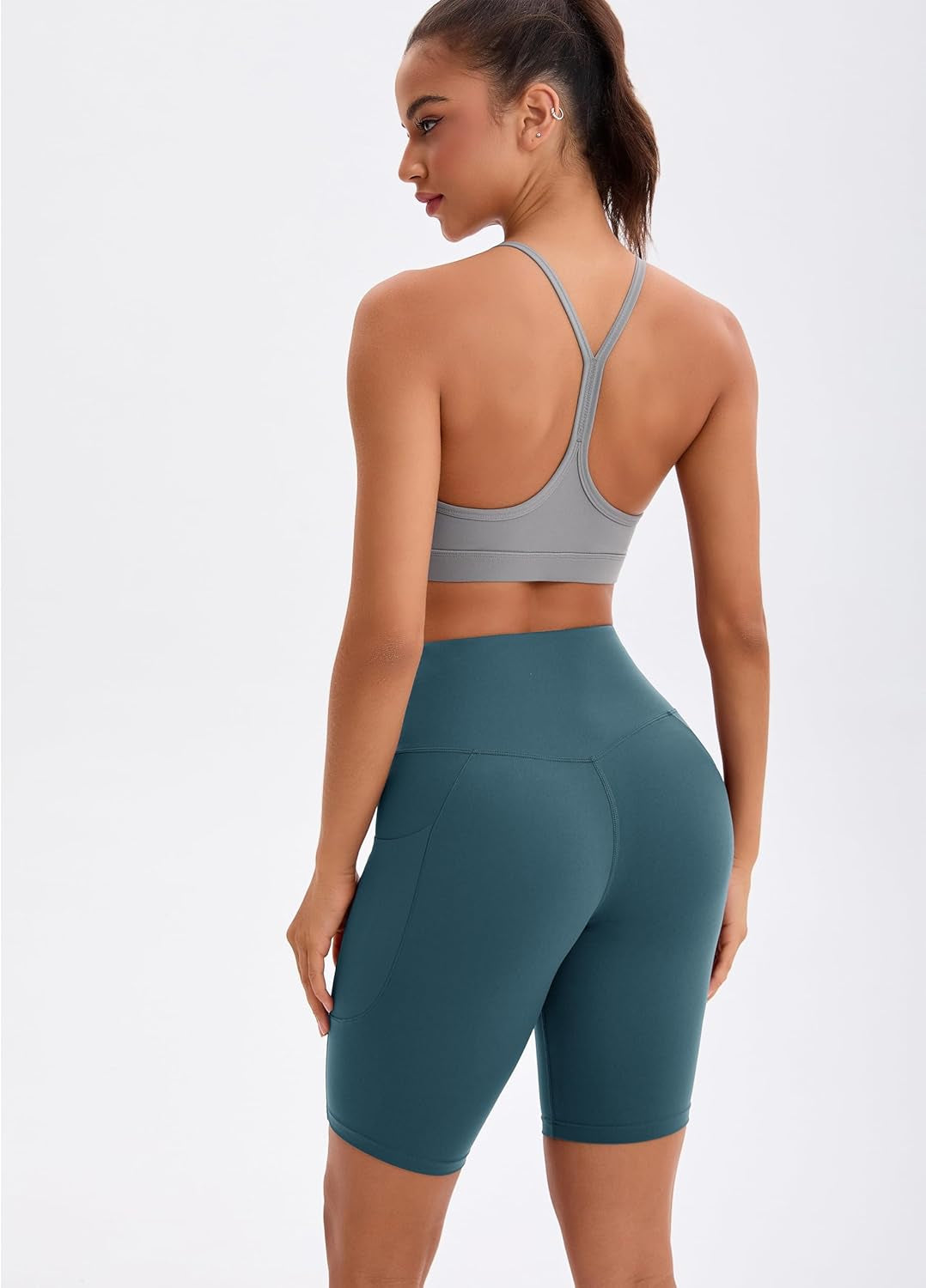 Women'S Short Yoga Side Pockets High Waist Workout Running Shorts