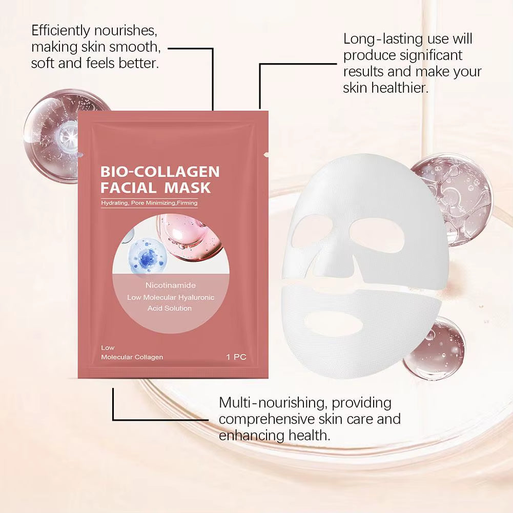 4/1Pcs Bio Collagen Facial Mask Deep Moisturizing Mask Shrink Pores Hydrating Refreshing Brightening Face Skin Care Products