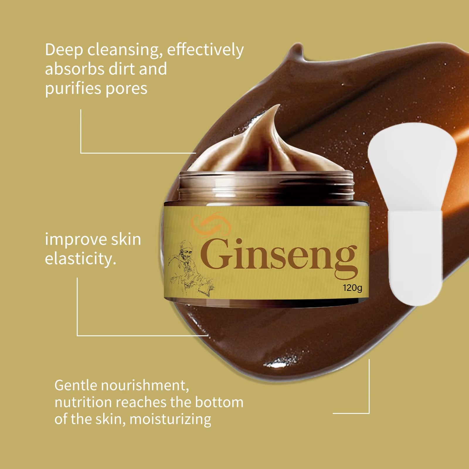 120G Ginseng Facial Peel-Off Mask Peeling Mask Deep Cleansing Shrink Pores Moisturizing Oil Control Firming Skin Care Mask