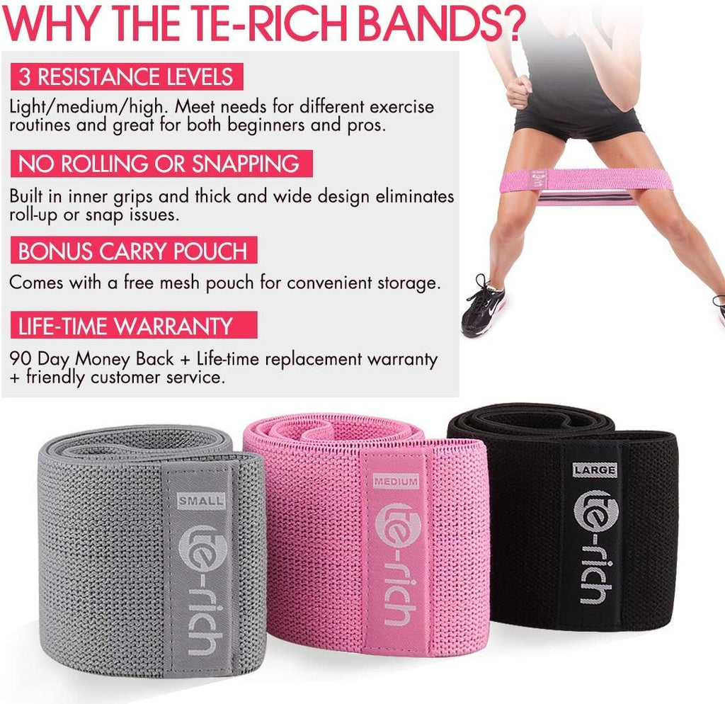 Fabric Resistance Loop Exercise Bands, Cloth Booty Training Bands, Non-Slip/Thick Wide Fitness Elastic Circle Band for Legs and Butt/Squat/Glute/Hip/Thigh, Gym Workout Band for Women/Men