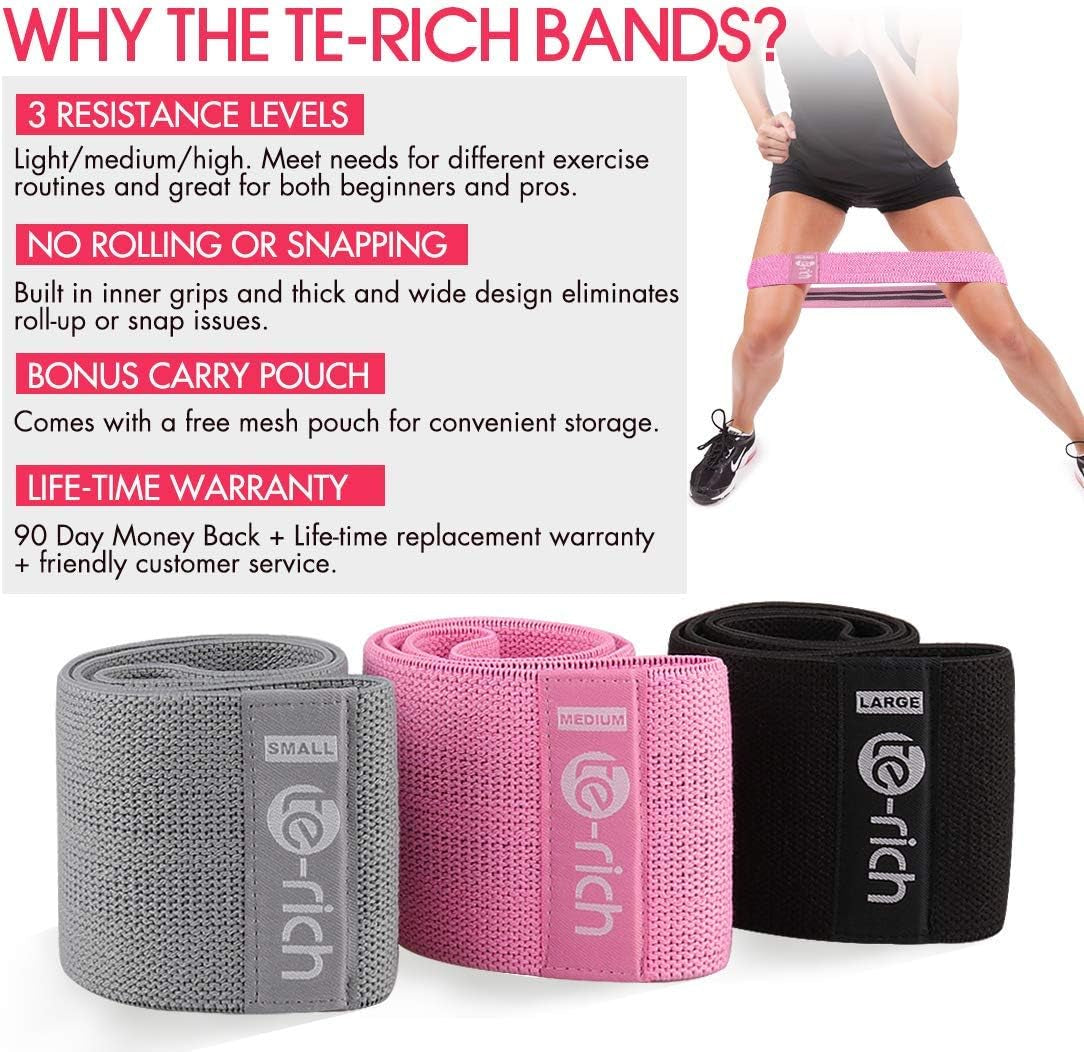 Fabric Resistance Loop Exercise Bands, Cloth Booty Training Bands, Non-Slip/Thick Wide Fitness Elastic Circle Band for Legs and Butt/Squat/Glute/Hip/Thigh, Gym Workout Band for Women/Men