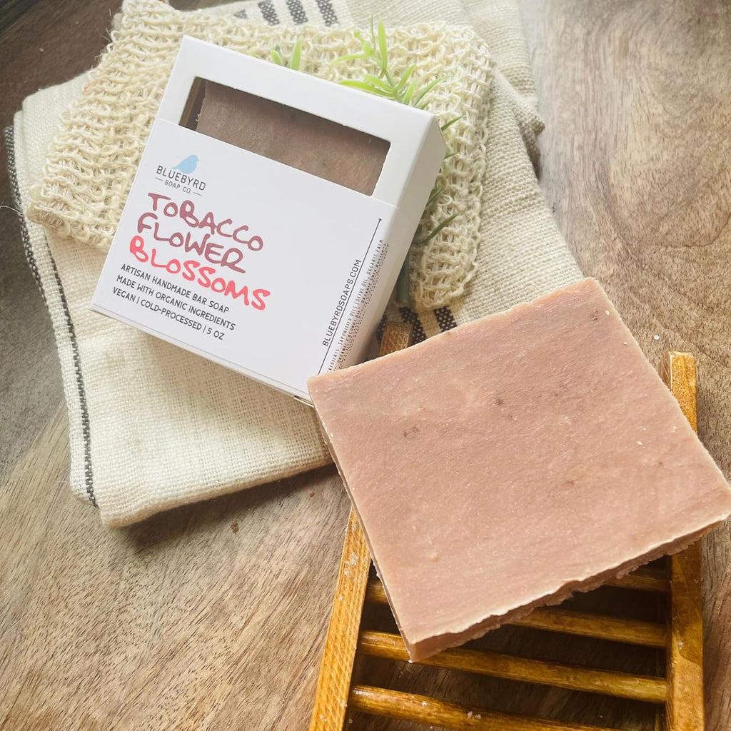 Tobacco Flower Blossom Bar Soap | Natural Organic Soap Ingredients | Vegan, Non-Gmo, Chemical Free Calendula Soap | Gentle Cleansing for Sensitive Skin (Blossom)