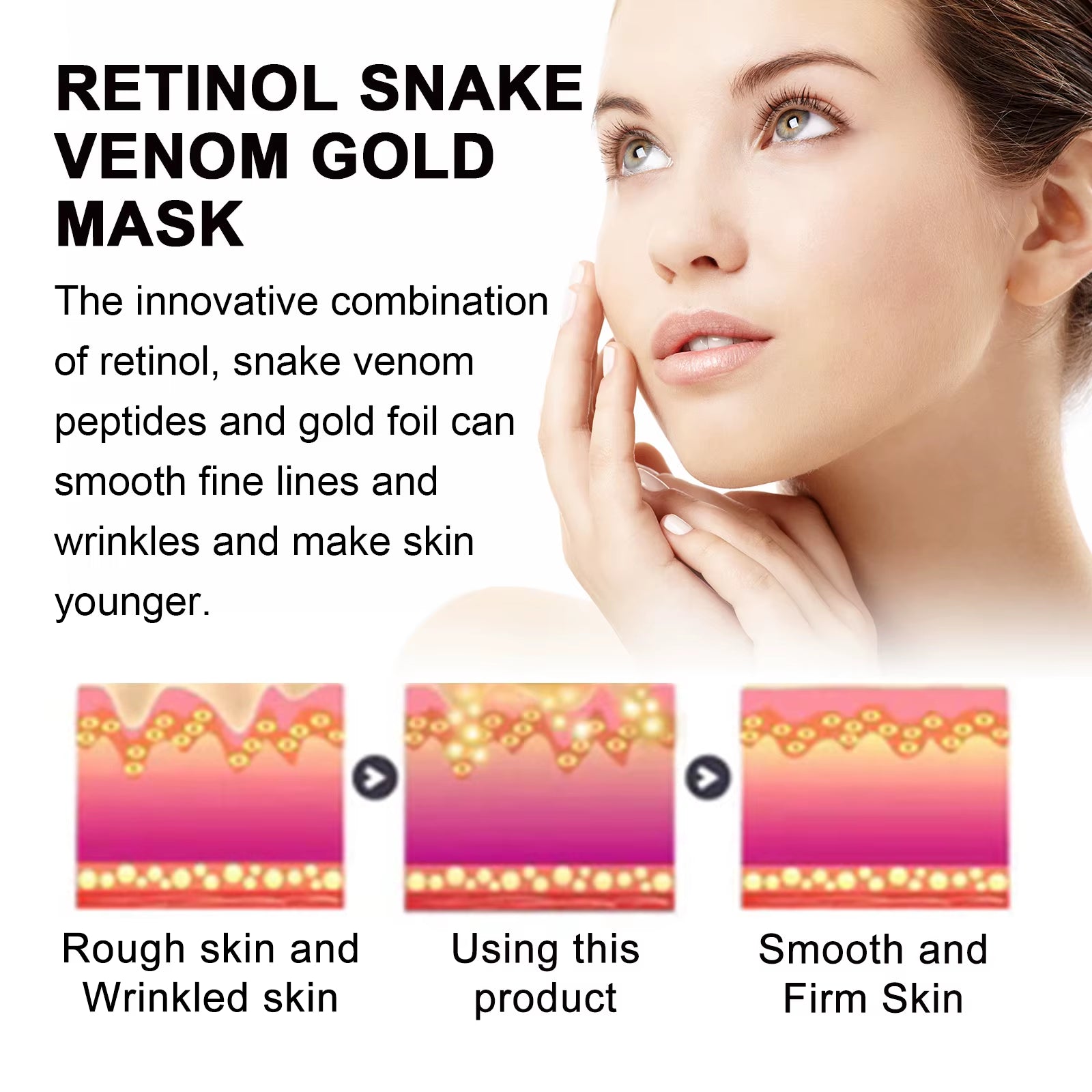Gold Retinol Snake Venom Peel off Mask Remove Blackheads Deep Cleansing Shrink Pores Moisturizing Facial Mask Skin Care Products