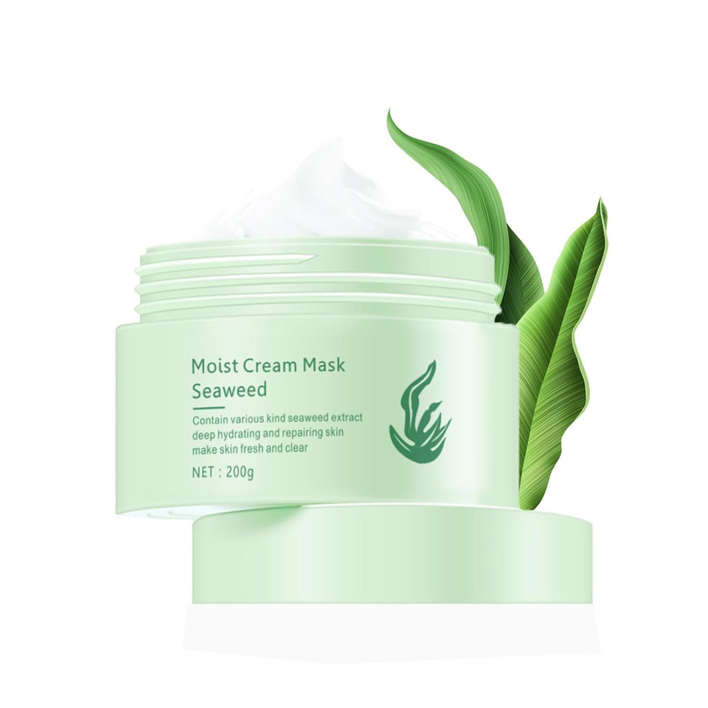 Seaweed Face Moisturizer, Seaweed Face Mud Mask Deep Hydrating Face Cream for Women Oil-Water Balance Facial Moisturizer for Oily and Dry Skin Repairing Barrier and Nourishing Skin,7.05Oz