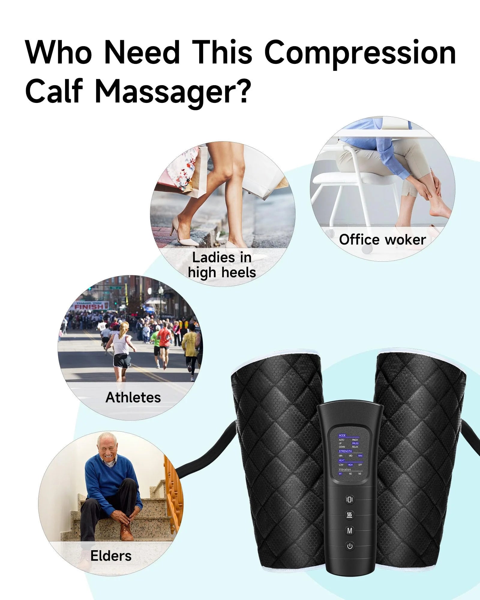 Leg Massager for Circulation,Leg Arm Calf Air Compression Massager with 6 Modes, 2 Heating Levels, 3 Intensities and 30Min Auto-Off, Gift for Women Men