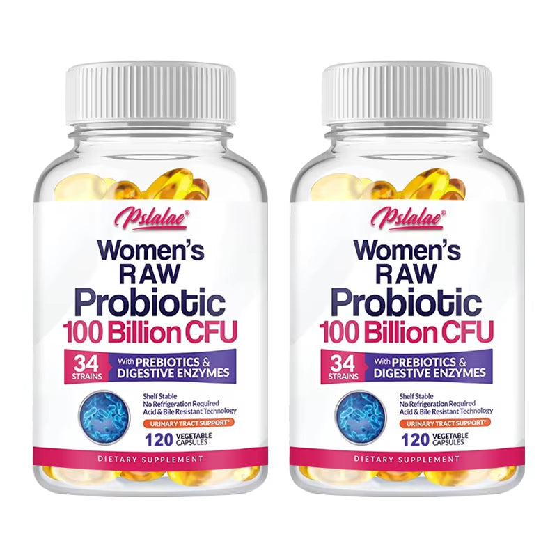 Raw Probiotics for Women - 100 Billion CFU, with Prebiotics,Digestive Enzymes - Promotes Digestion and Gut Health - 120 Capsules