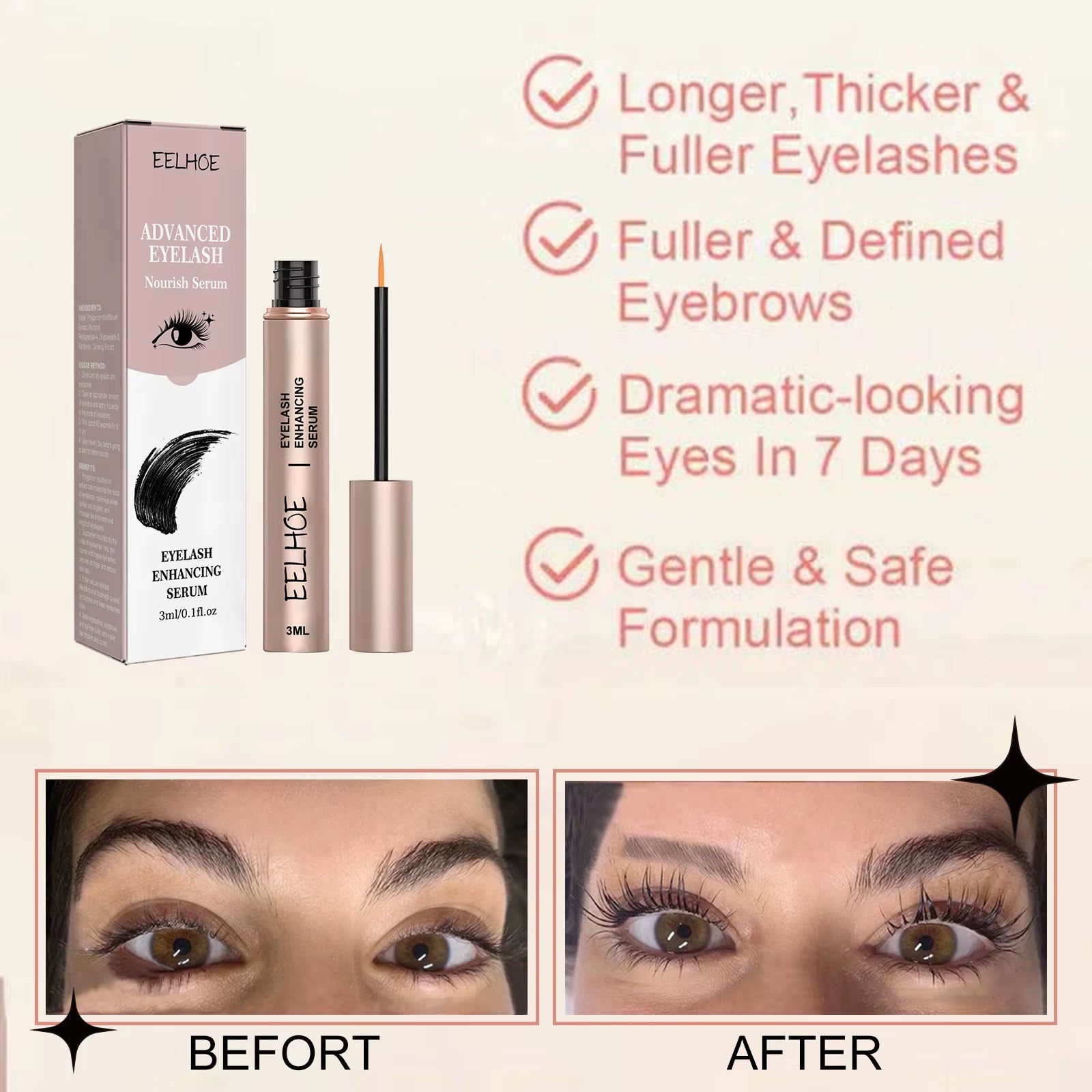 Eyelash Growth Serum Lifting Eyelashes Enhancer Eye Lash Fuller Thicker Nourish Lashes Longer Lengthening Eyebrow Essence