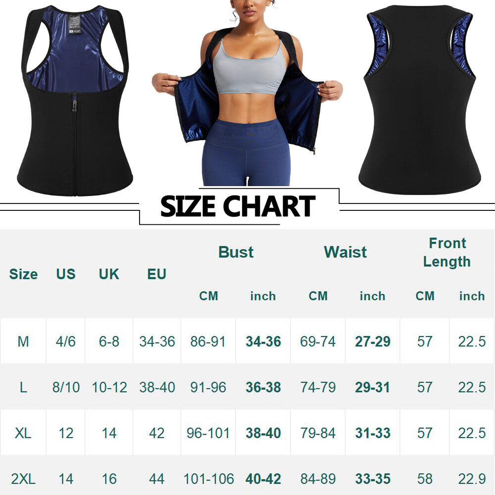 Women Sauna Suit Sweat Vest Waist Trainer Fat Burn Full Body Shaper Workout Tops