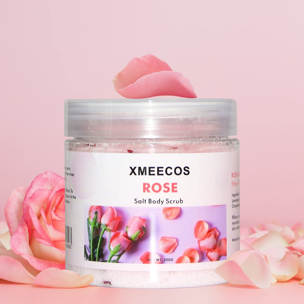 Lavender Salt Body Scrub Skin Cleaser with Natural Salt Lavender Petals Moisturizer| Exfoliating| Bath Salt| Cruelty-Free (Rose)