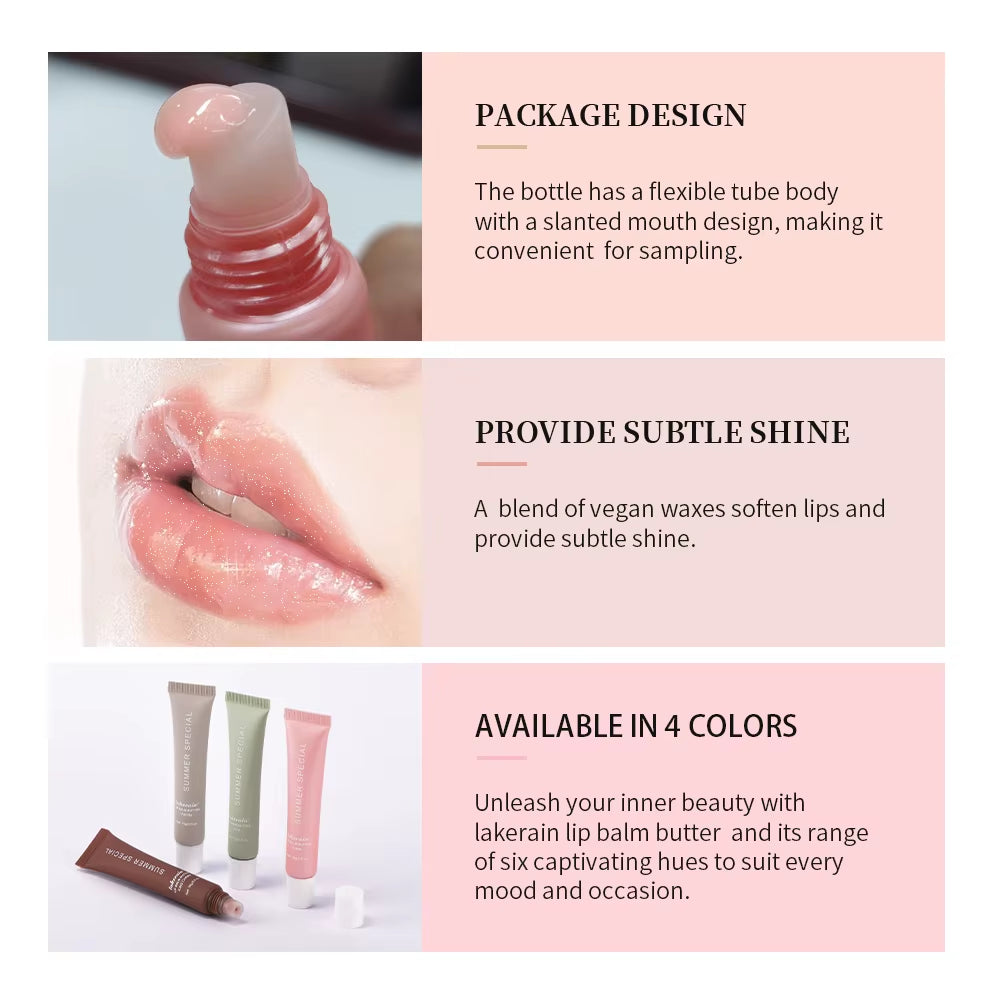 Moisturizing Lip Butter Balm 4 Counts/Set Hydrating Lip Balm Plumping Lip Oil Lip Stick Glossy Lip Glaze Stick Plumping Lip Cosm