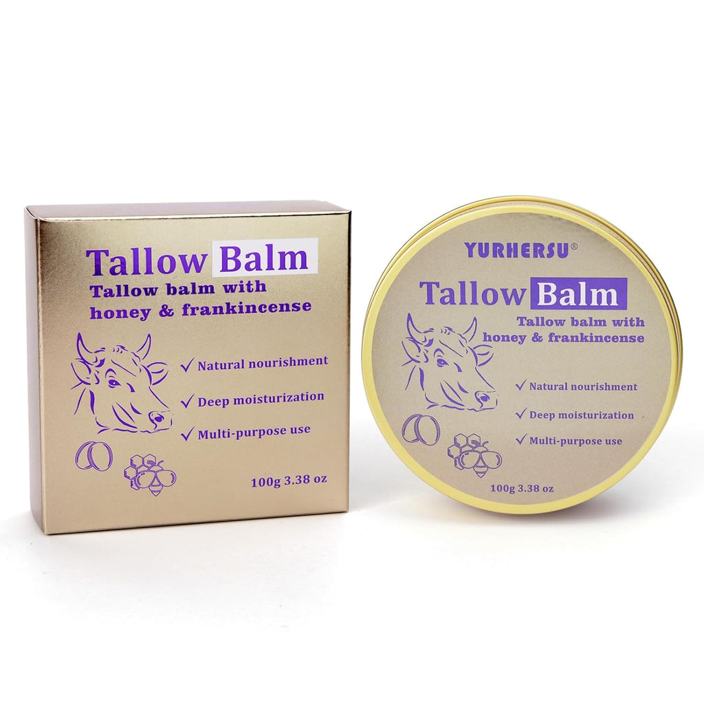 Tallow Balm, Tallow Honey Body Cream, Face Moisturizing Cream, All Purpose Use Balm Anti-Drying Anti-Cracking for Spring, Summer, Autumn and Winter Skin Care (Tallow Balm, 100 G)