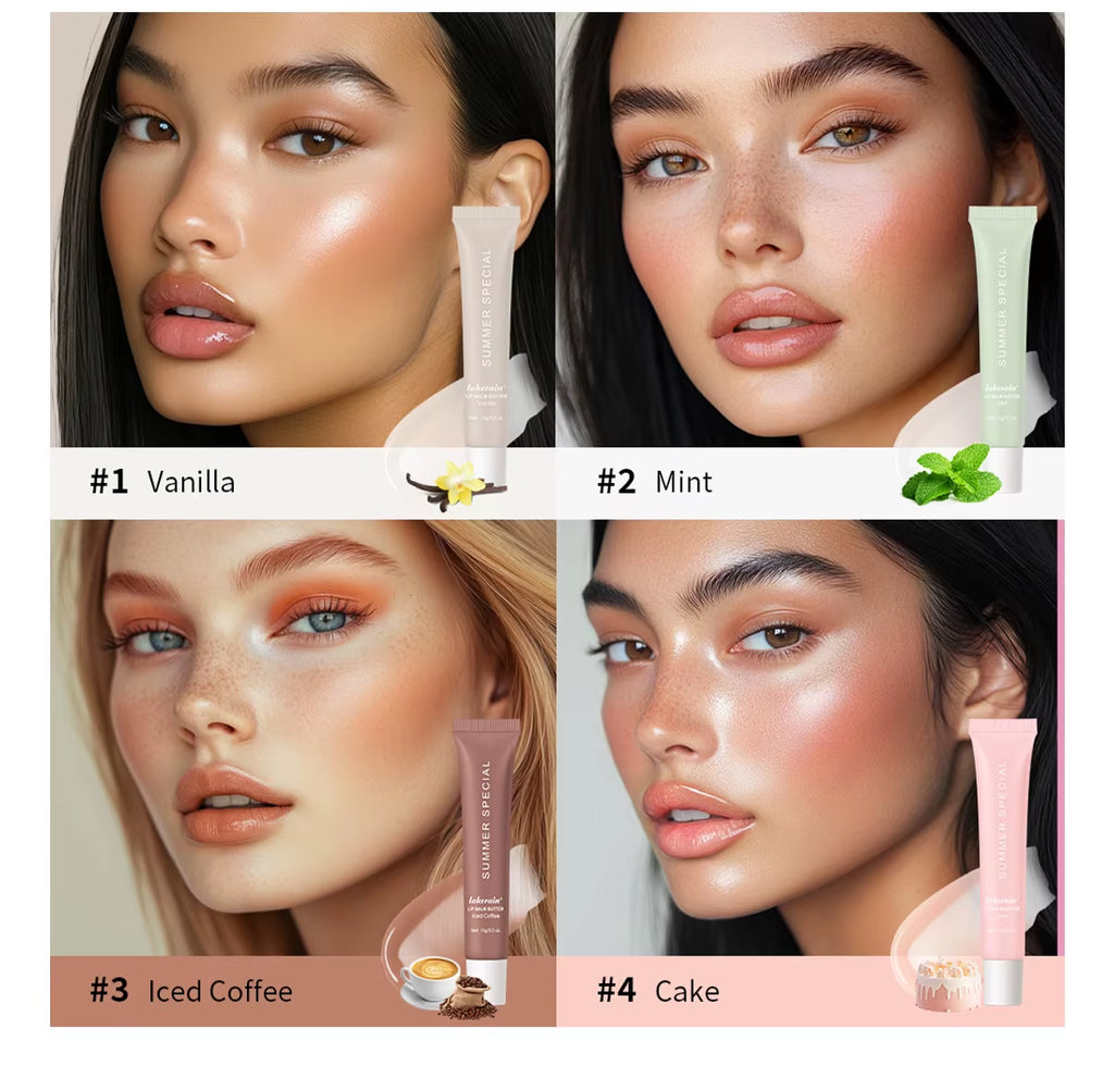 Moisturizing Lip Butter Balm 4 Counts/Set Hydrating Lip Balm Plumping Lip Oil Lip Stick Glossy Lip Glaze Stick Plumping Lip Cosm