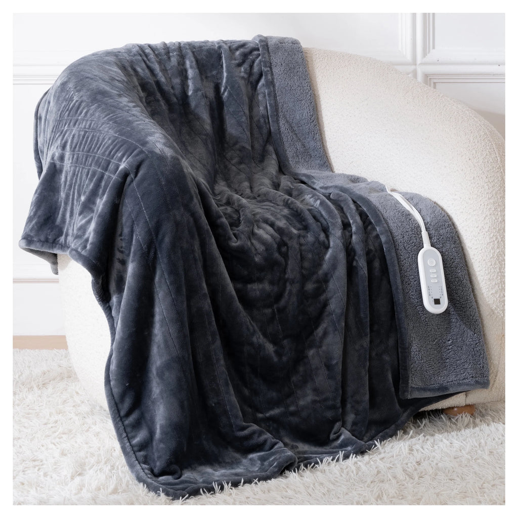 50" X 60" Electric Heated Throw Blanket with 8 Heating Levels & 1- 8H Auto-Off, Gray