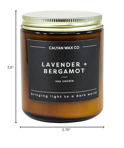 Calyan Wax Co. Apples & Maple Bourbon Scented Candle - 57 Hour Burn - Luxury Non Toxic Soy Wax Candles - Long Lasting Amber Glass Jar Candle for Home - 7.2oz