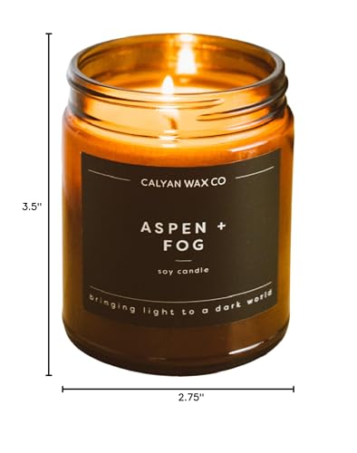 Calyan Wax Co. Apples & Maple Bourbon Scented Candle - 57 Hour Burn - Luxury Non Toxic Soy Wax Candles - Long Lasting Amber Glass Jar Candle for Home - 7.2oz