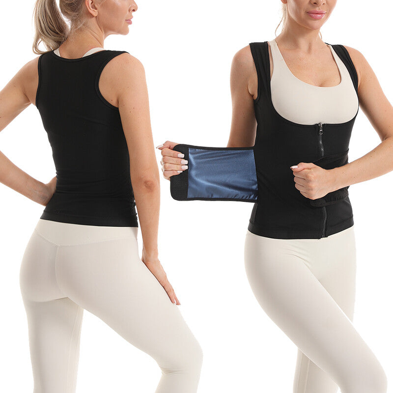 Women Sauna Suit Sweat Vest Waist Trainer Fat Burn Full Body Shaper Workout Tops