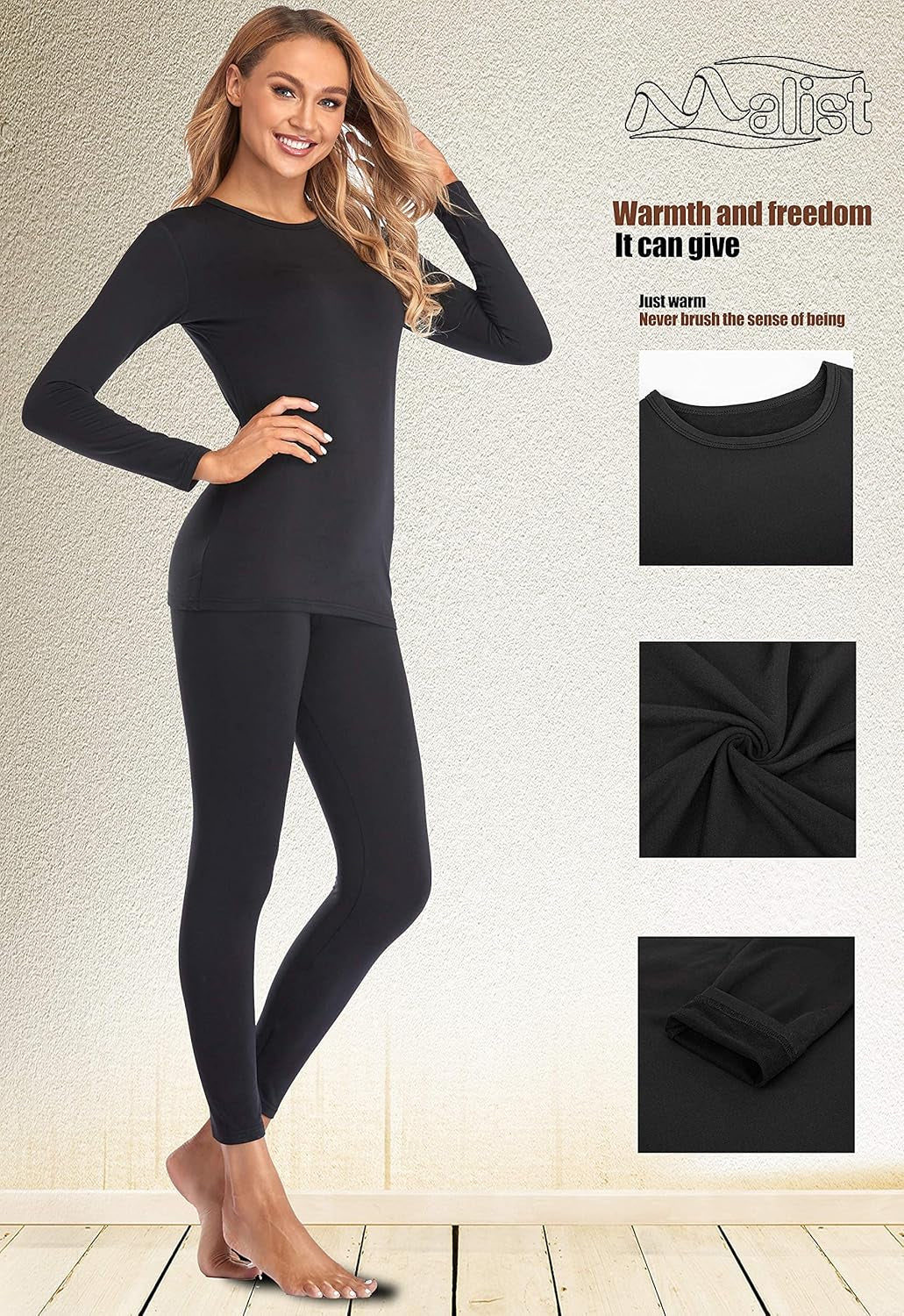 Women'S Thermal Underwear Ultra Soft Long Johns Top with Fleece Lined