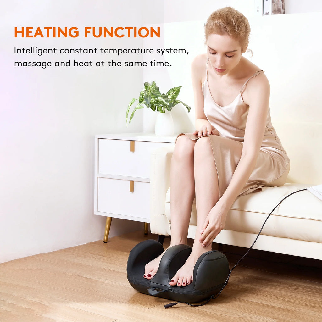 Cordless Foot Massager with Heat , Deep Kneading Electric Massage Machine for Foot and Calf Massage, Home & Office Use