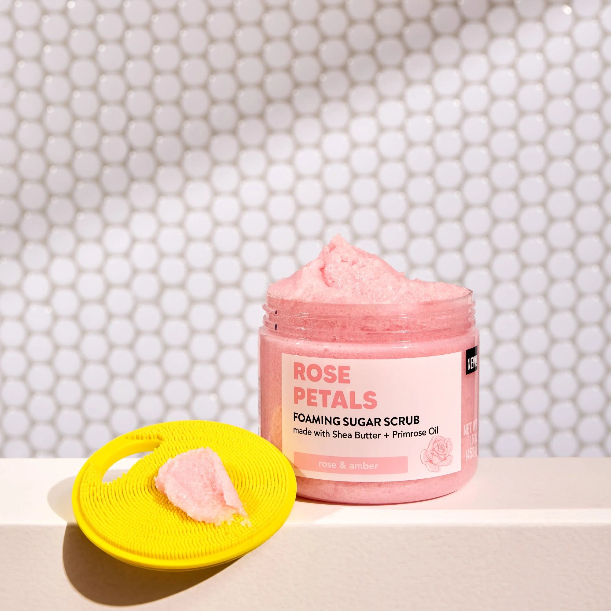 Foaming Body Scrub with Shea Butter & Primrose Oil, Rose Petals, 16 Fl Oz