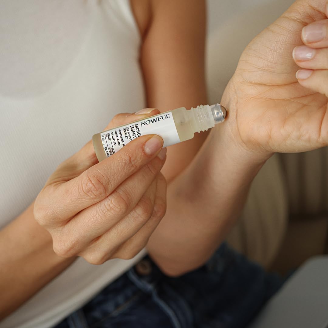 Anchoring Essential Oil Roll-On for Focus, Energy & Stress Relief - Awaken Senses with Pure Peppermint, Eucalyptus, Lemon & Rosemary Essential Oil Blend | Amplify Mood and Mental Clarity - 10ml