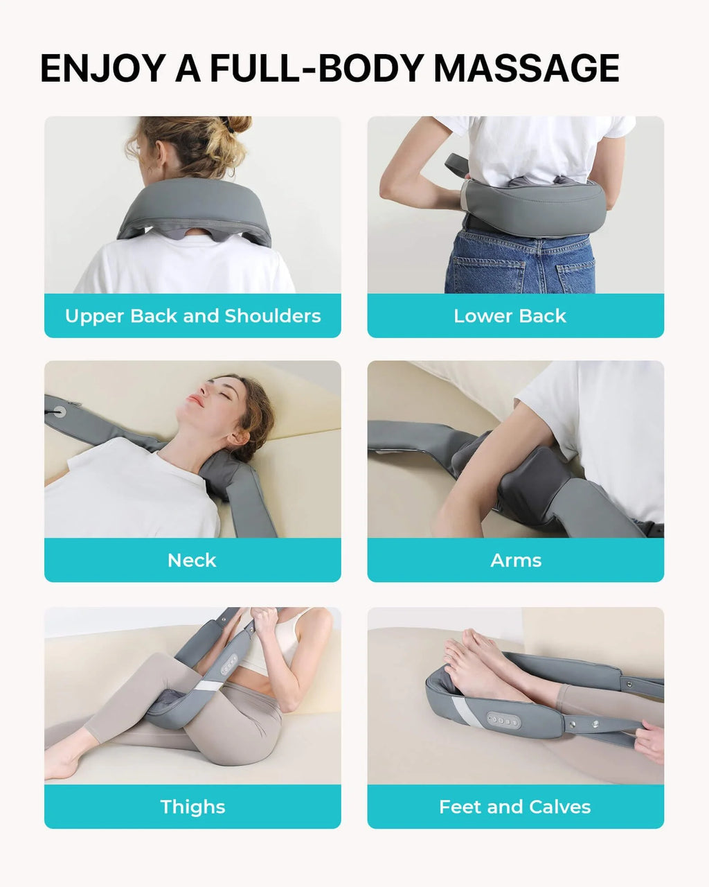 Shiatsu Neck Back Shoulder Massager with Heat, Rechargeable Shiatsu 3D Cordless Neck Heat Massager, Home, Car, and Office Use