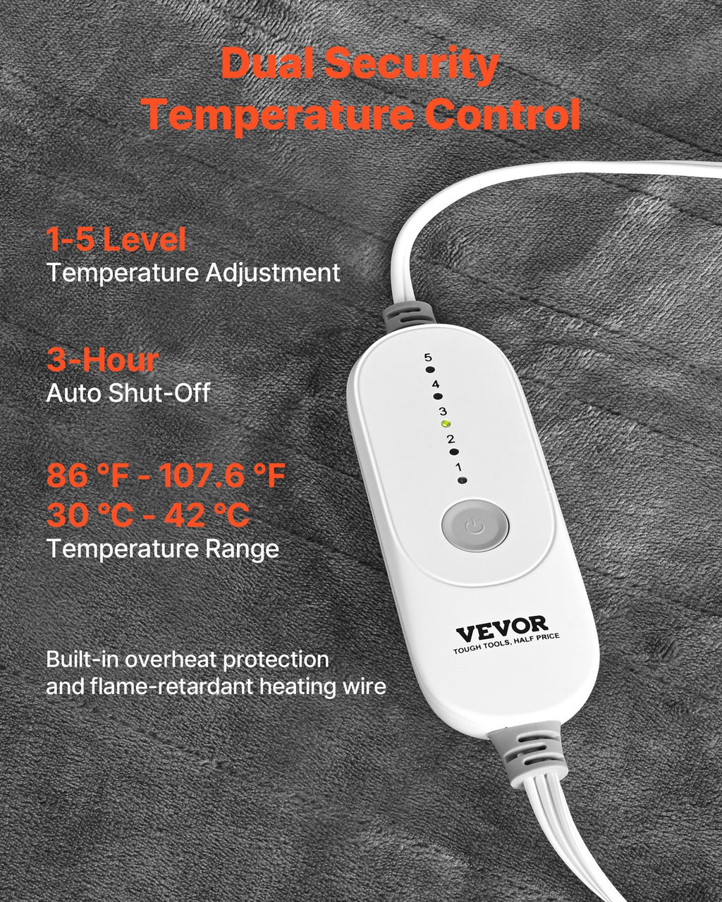 VEVOR Heated Wearable Blanket Electric Shawl Hoodie 5 Heat Levels Auto Shut Off