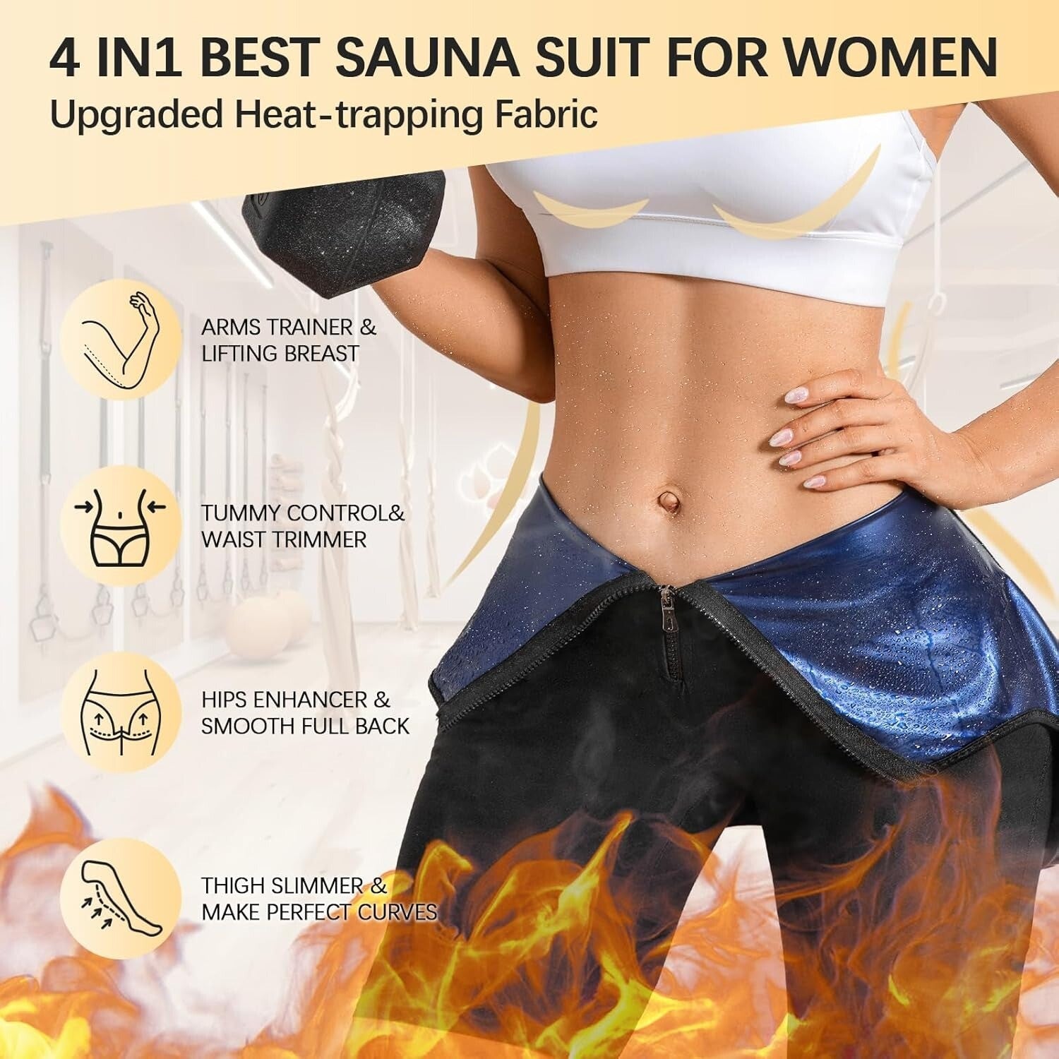 Women Sauna Suit Sweat Vest Waist Trainer Fat Burn Full Body Shaper Workout Tops