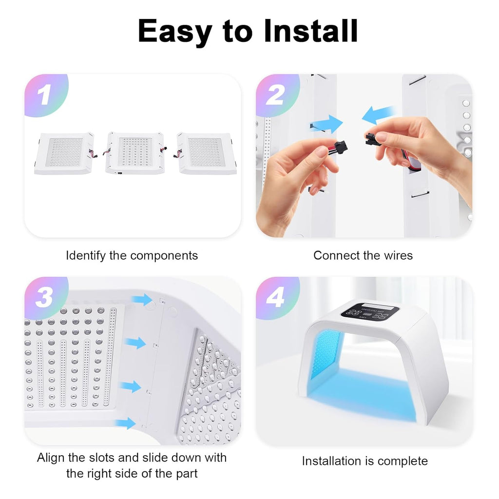 LED Face Skin Care Light Machine, 7 Color Face Mask Light Therapy with Eye Shield Salon Beauty Equipment for Face Skin Care at Home and SPA