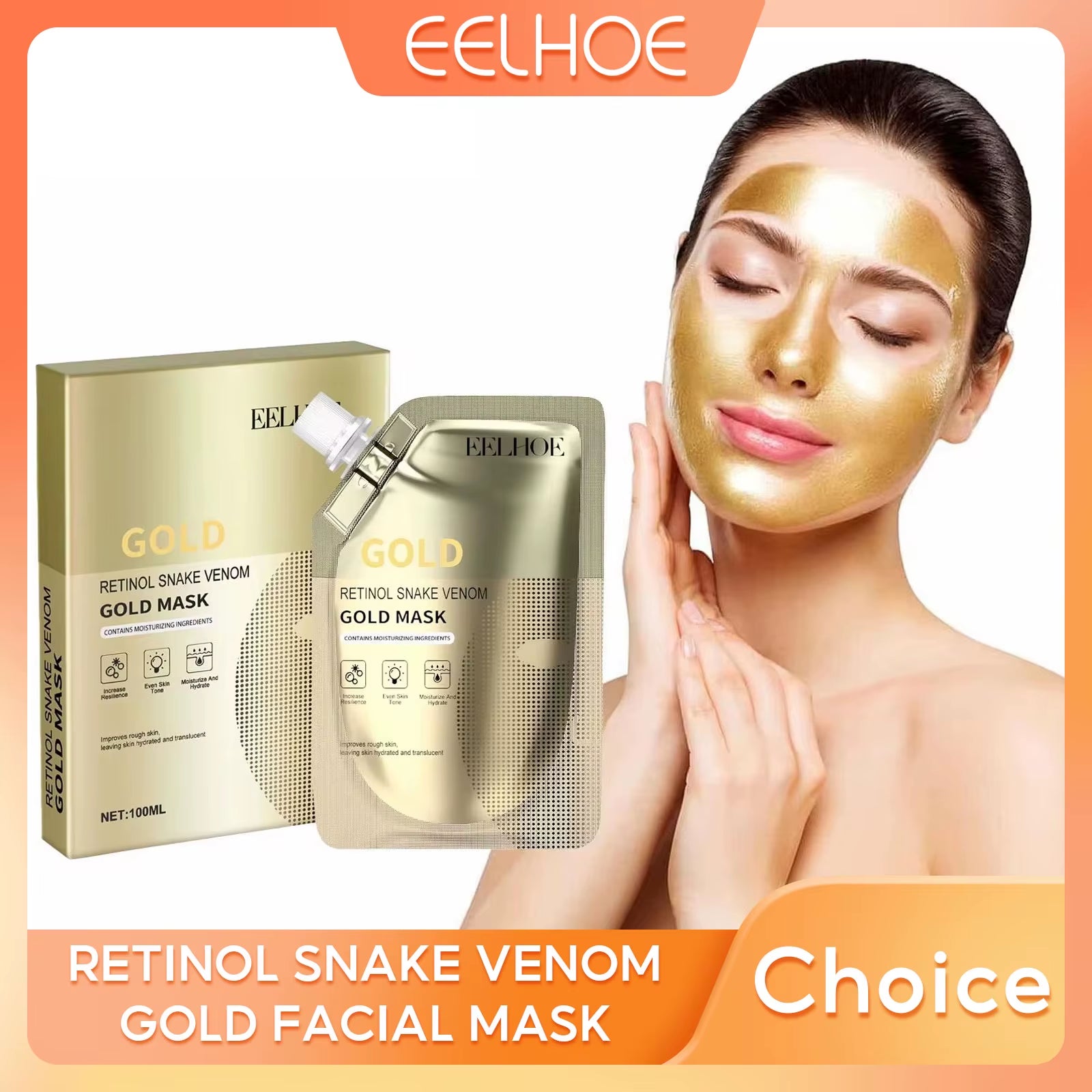Gold Retinol Snake Venom Peel off Mask Remove Blackheads Deep Cleansing Shrink Pores Moisturizing Facial Mask Skin Care Products