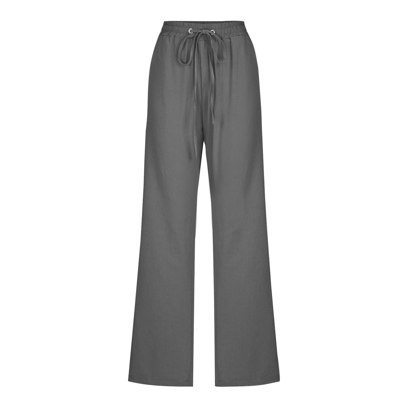 Women'S Linen Pant Straight Leg Drawstrings High Waist Trousers with Pockets Casual Loose Lightweight Breathable Pants S-67 Dark Gray XXL