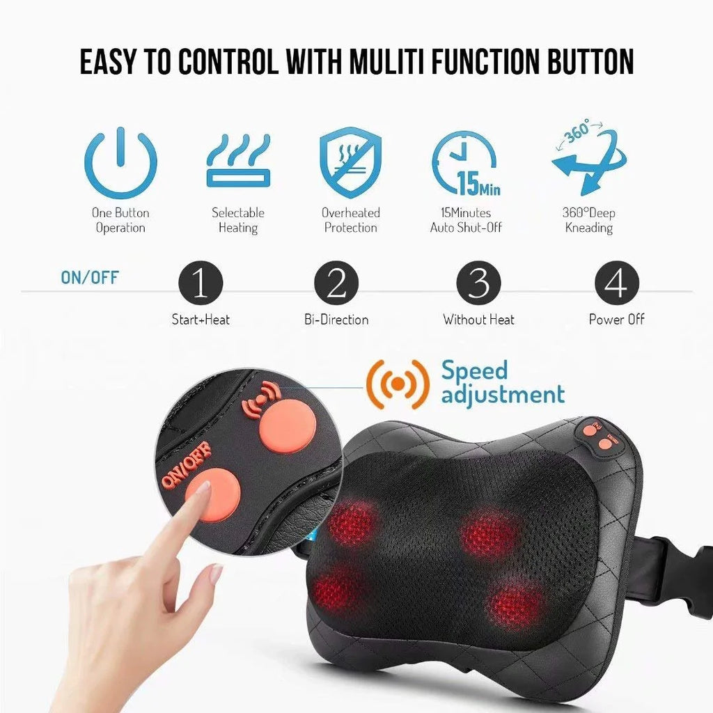 Back Massager, Shiatsu Neck Massager with Heat, Shoulder Foot Massage Pillow with Heat, Deep Tissue Kneading for Waist,Legsgifts for Mothers Day,Christmas Gifts for Women Men