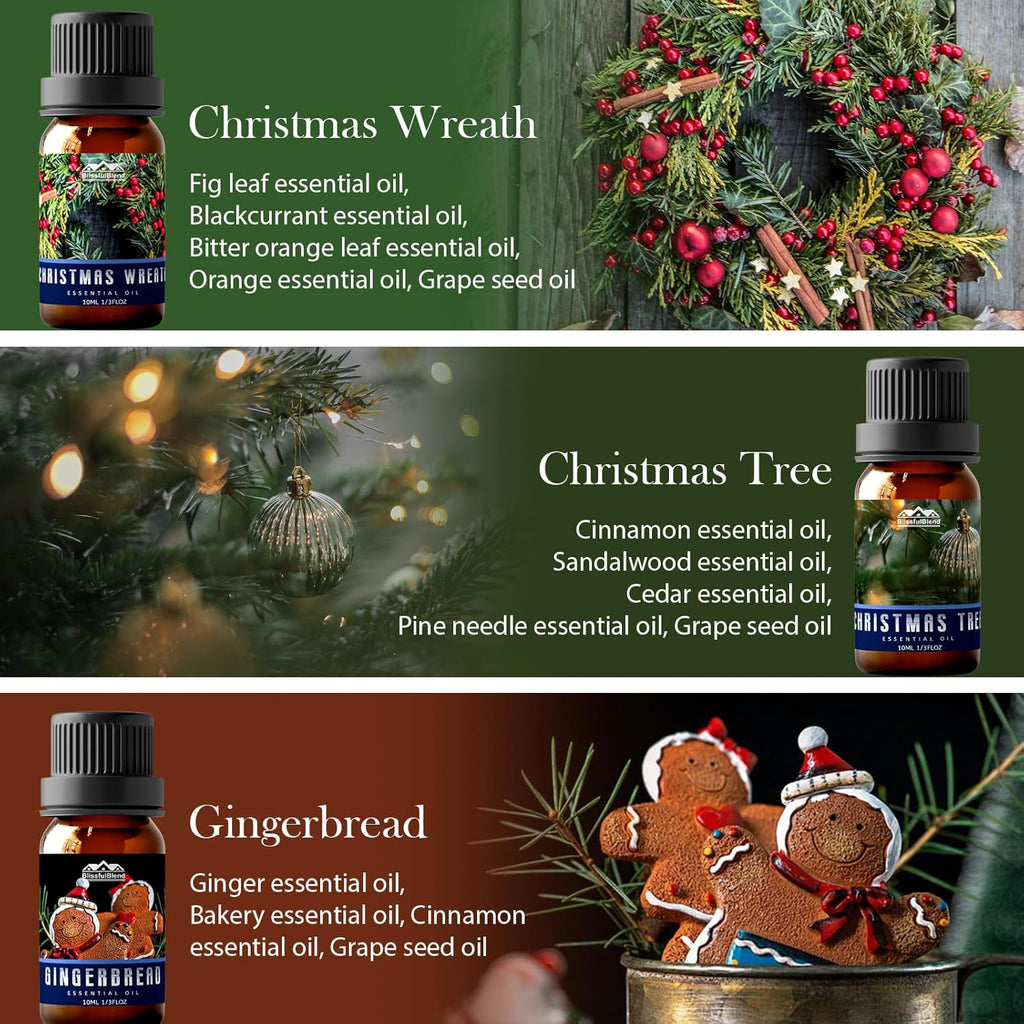 Winter Essential Oils Gifts Set 6 Pack Oil of Winter Essential Oil for Home and Car Care Candle and Soap Making 10ML for Friends and Parents Christmas