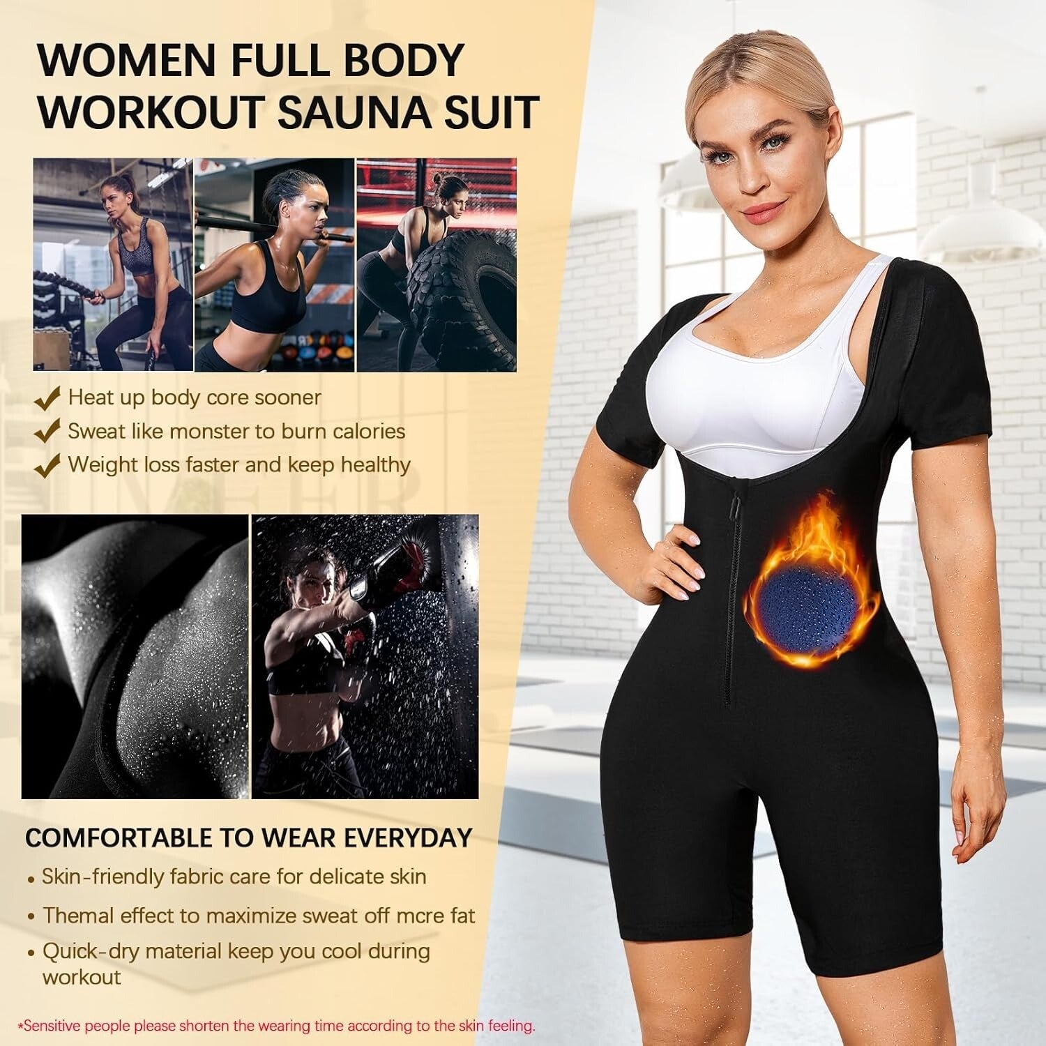 Women Sauna Suit Sweat Vest Waist Trainer Fat Burn Full Body Shaper Workout Tops