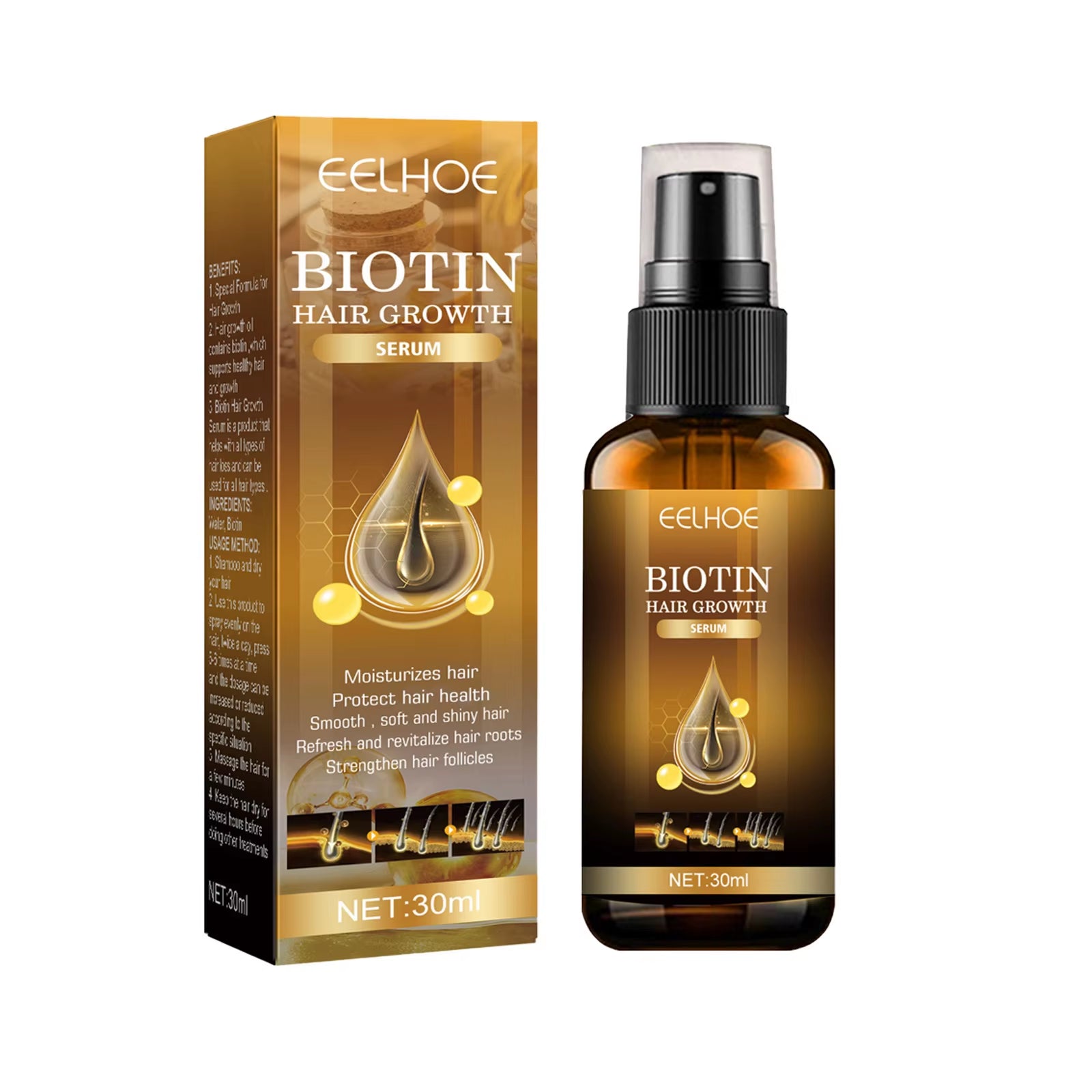 Magic Biotin Hair Serum Strengthen Smoothing Deep Nourishing Frizzy Hair Product Damaged Repair Spray Hair Oil Serum 30Ml