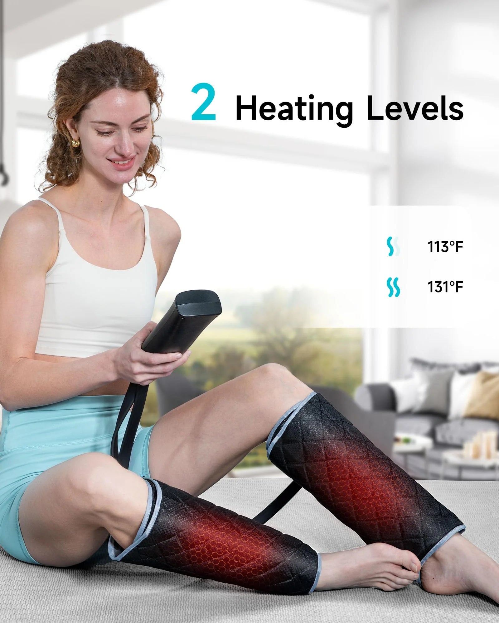 Leg Massager for Circulation,Leg Arm Calf Air Compression Massager with 6 Modes, 2 Heating Levels, 3 Intensities and 30Min Auto-Off, Gift for Women Men