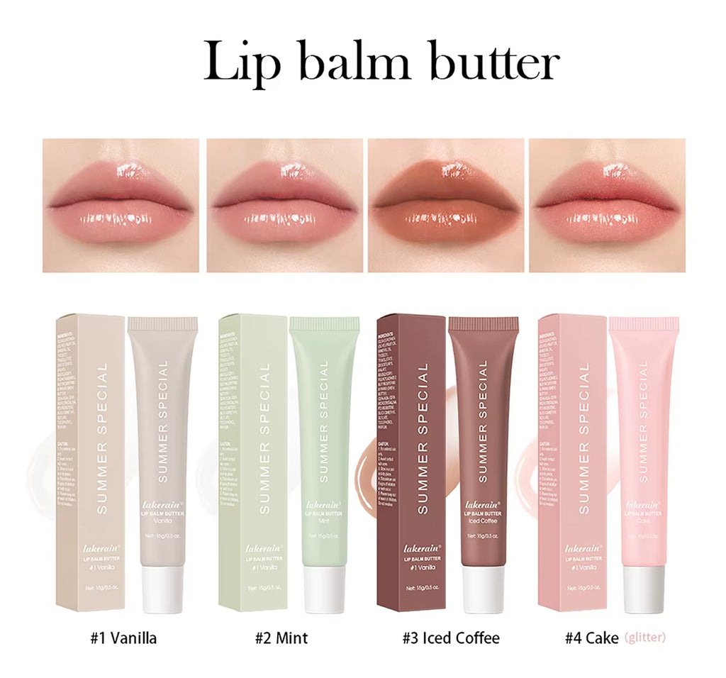 Moisturizing Lip Butter Balm 4 Counts/Set Hydrating Lip Balm Plumping Lip Oil Lip Stick Glossy Lip Glaze Stick Plumping Lip Cosm