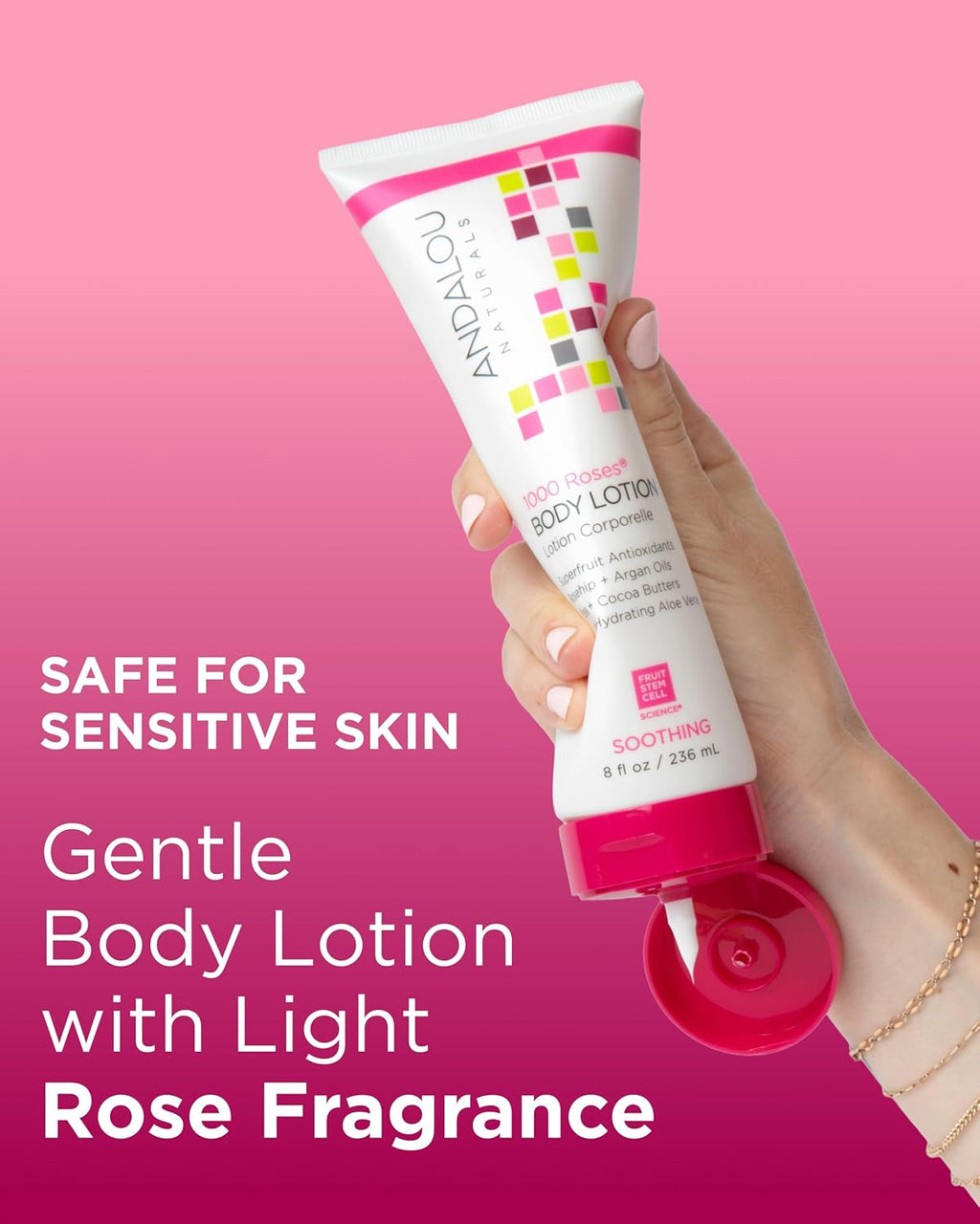 Andalou Naturals 1000 Roses Soothing Body Lotion - Improve Skin Moisture with Shea Butter & Aloe Vera - Hydrating Lotion for Dry or Sensitive Skin - 8 fl oz