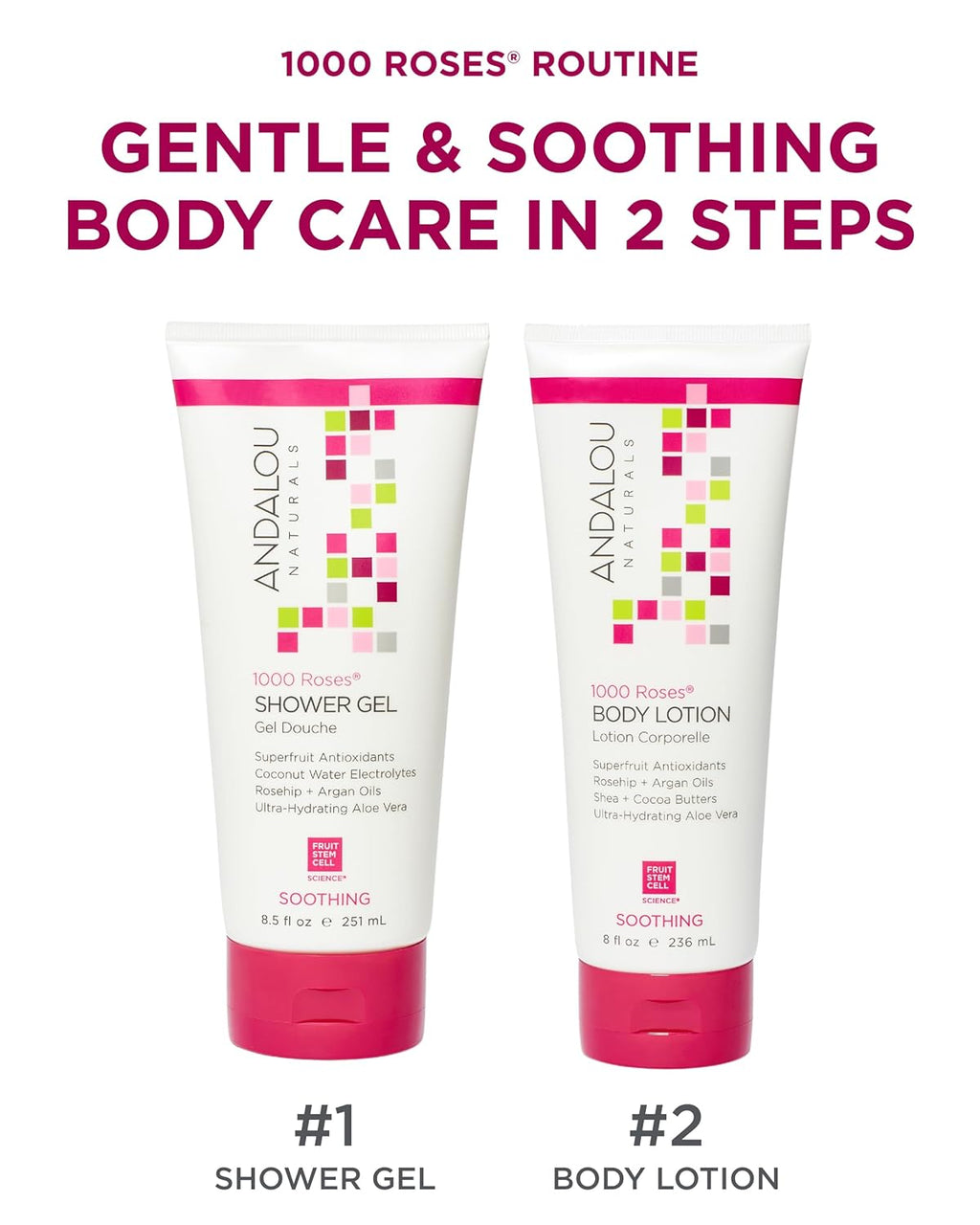 Andalou Naturals 1000 Roses Soothing Body Lotion - Improve Skin Moisture with Shea Butter & Aloe Vera - Hydrating Lotion for Dry or Sensitive Skin - 8 fl oz