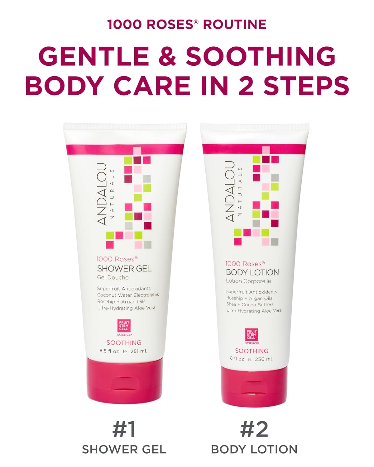 Andalou Naturals 1000 Roses Soothing Body Lotion - Improve Skin Moisture with Shea Butter & Aloe Vera - Hydrating Lotion for Dry or Sensitive Skin - 8 fl oz