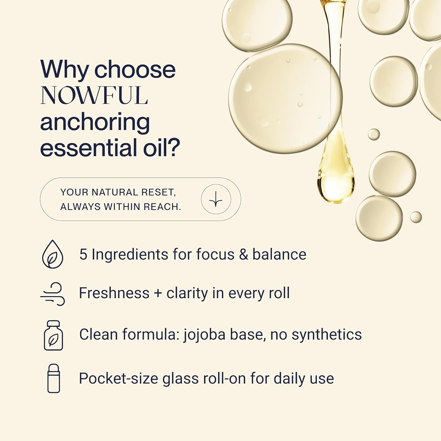 Anchoring Essential Oil Roll-On for Focus, Energy & Stress Relief - Awaken Senses with Pure Peppermint, Eucalyptus, Lemon & Rosemary Essential Oil Blend | Amplify Mood and Mental Clarity - 10ml